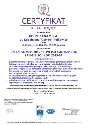 Certyfikat JBS-193/6/2021